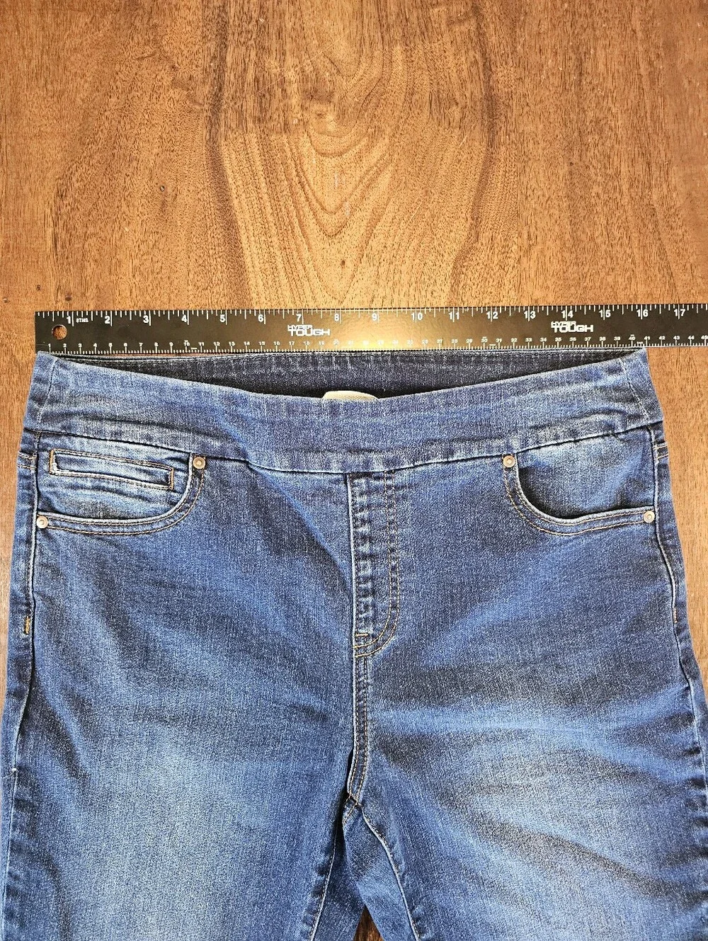 Women's Westbound Denim Long Shorts Stretchy Dark Blue Wash Size 10